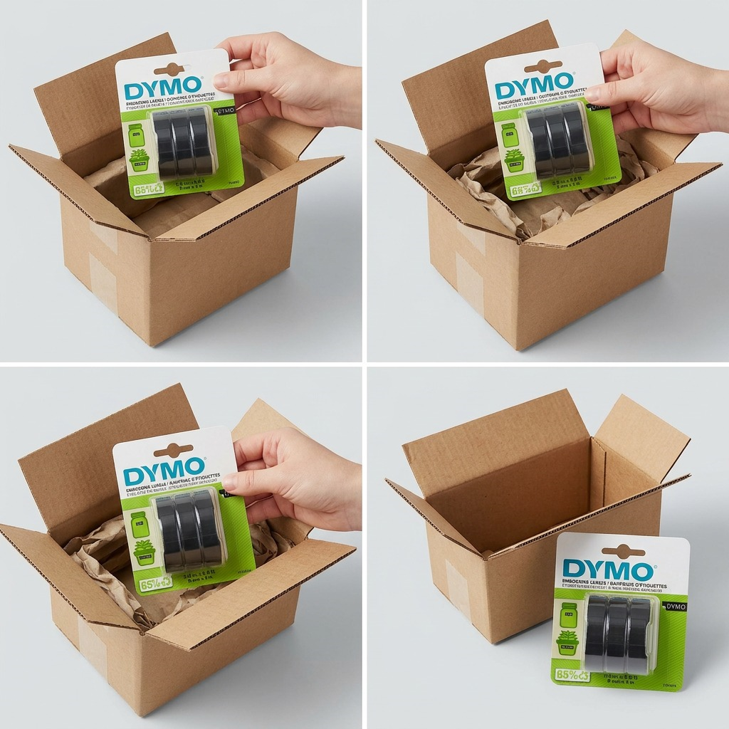 Dymo Self-Adhesive Embossing Labels - White on Black, 3/8" x 9.8', 3 Pack