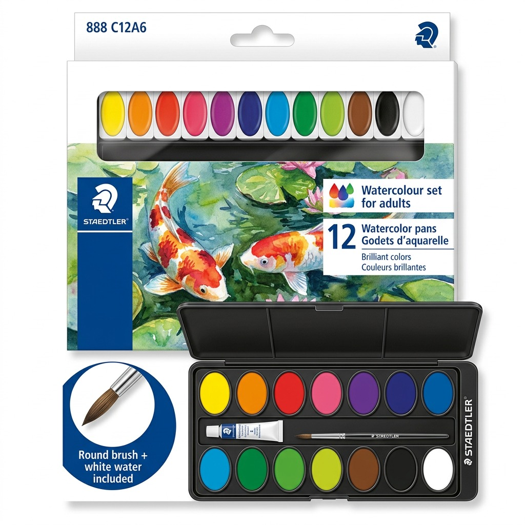 Staedtler Watercolour Paint Assorted + Brus