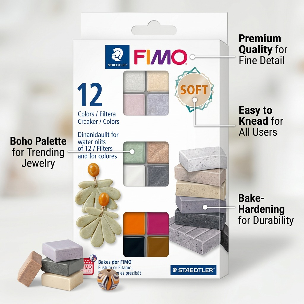 Staedtler Set Modelling Clay Fimo Effect Boho 12 Color Pack