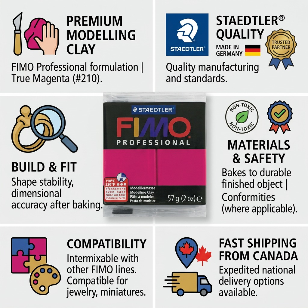 Staedtler Modelling Clay Fimo Professional True Magenta 57g (2 oz)