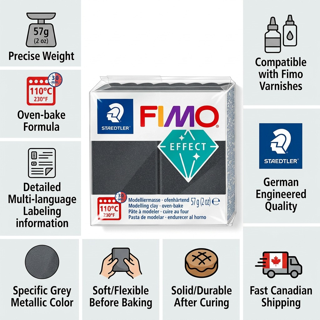 Staedtler Modelling Clay Fimo Effect Grey Metallic 57g (2 oz)
