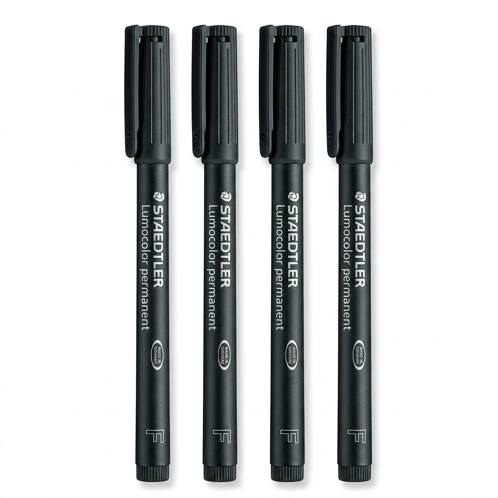 Staedtler Marker Pen Lumoc. F Permanent Black 4-Pack Black