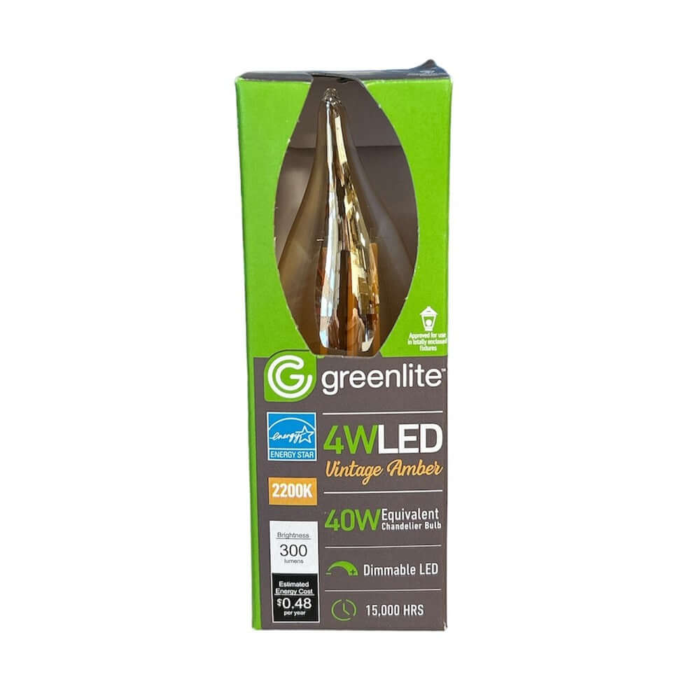 Greenlite 4W B10 Dimmable Vintage Amber Flame Filament LED Bulb 2200K