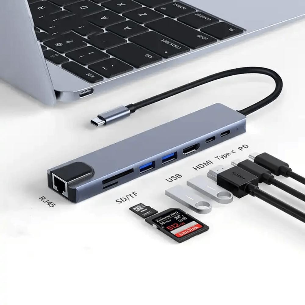 Mlink USB-C 8-in-1 Aluminum Hub (USB 3.0)