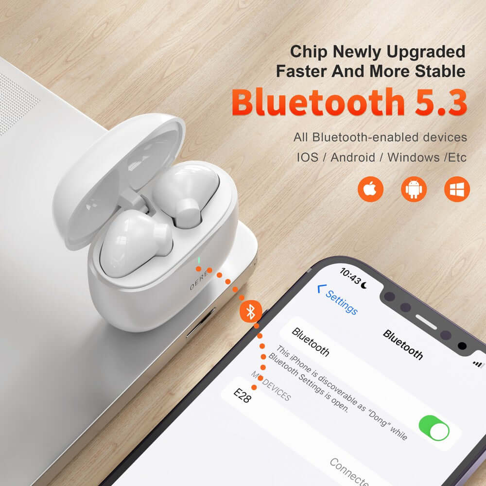 QERE E28 Wireless Bluetooth Earbuds IPX5 — USB-C Charging