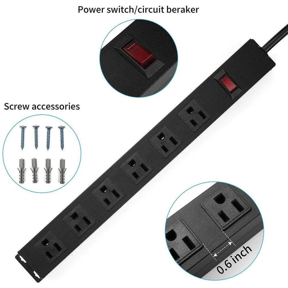 Mlink 6-Outlet Metal Surge Protector (8ft Cord)