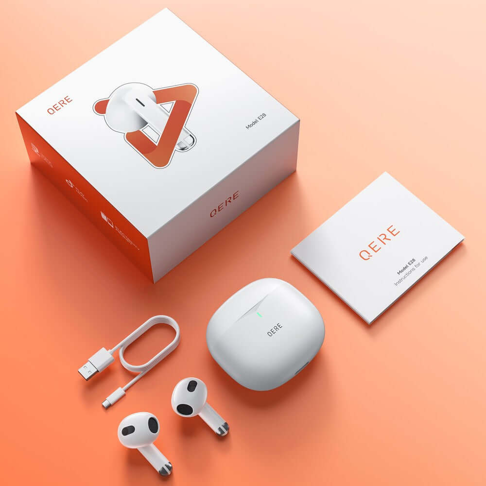 QERE E28 Wireless Bluetooth Earbuds IPX5 — USB-C Charging