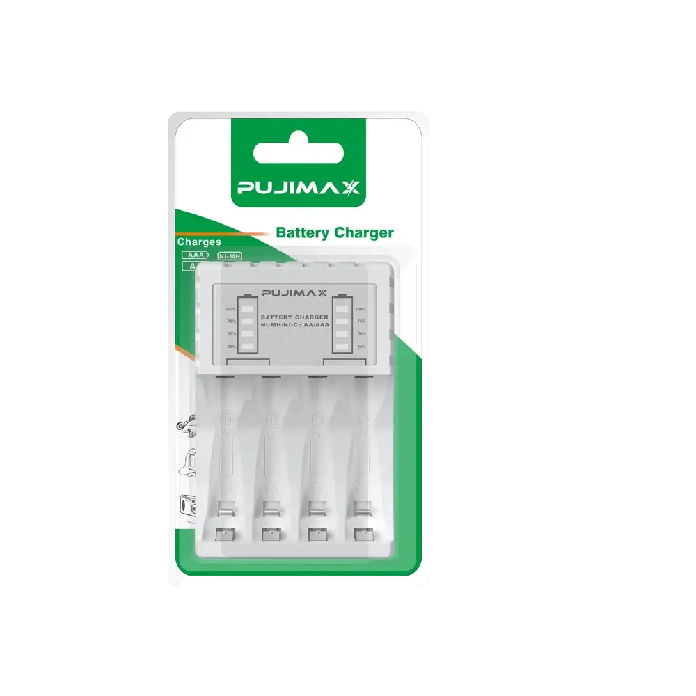 Pujimax Smart USB Battery Charger for AA & AAA Ni-MH/Ni-Cd — 4-Bay