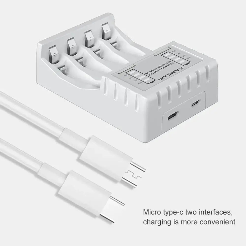 Pujimax Smart USB Battery Charger for AA & AAA Ni-MH/Ni-Cd — 4-Bay