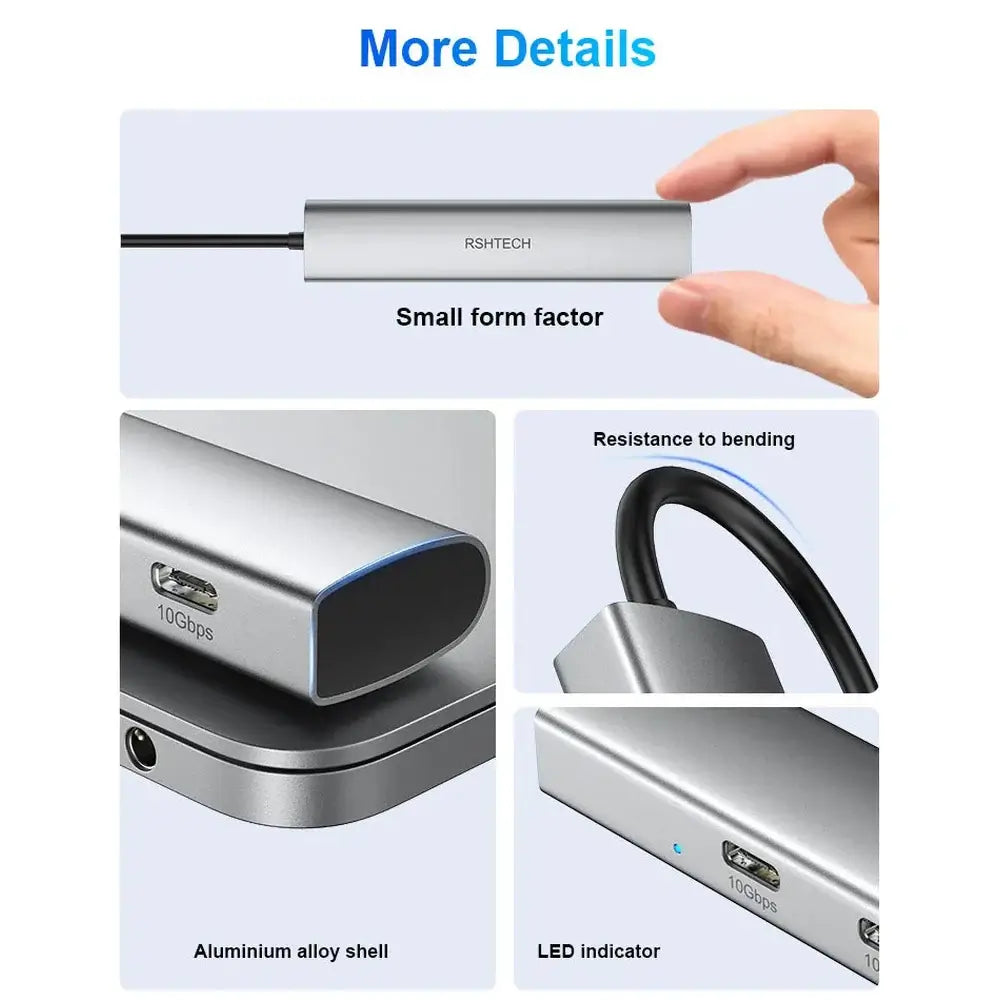 RSHTECH 4-in-1 USB-C to USB-C 3.2 Hub 10Gbps