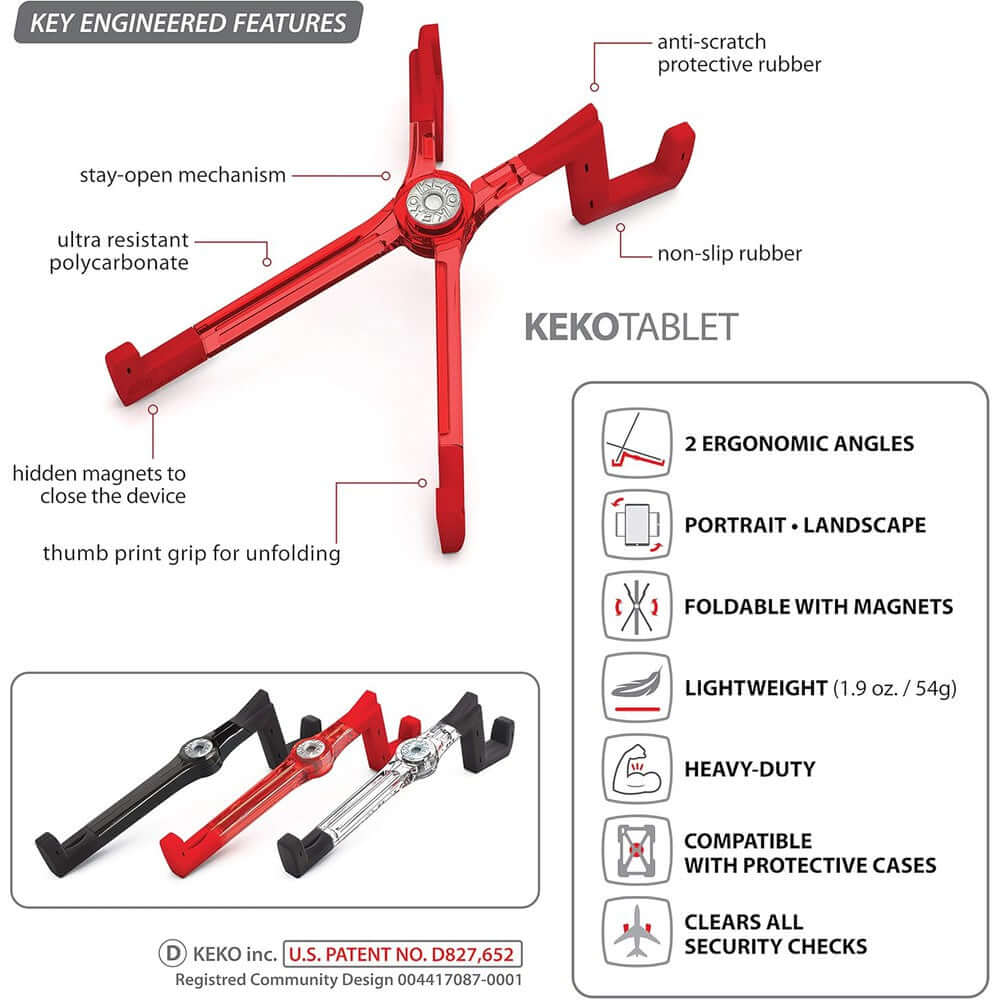 KEKO Universal Tablet Stand – Black (Cardboard Box)