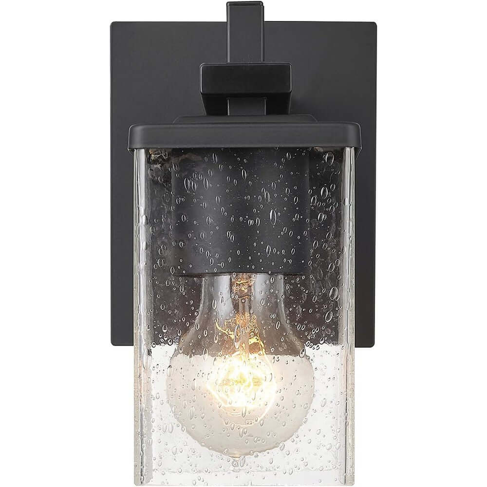 Globe Dakota Wall Sconce – Matte Black, Seeded Glass