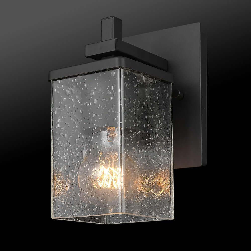 Globe Dakota Wall Sconce – Matte Black, Seeded Glass