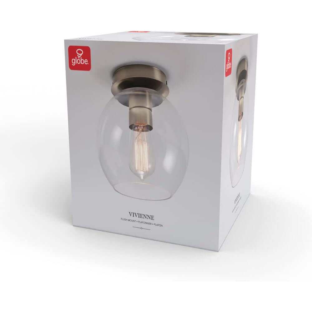 Globe Golden Elegance Brass Ceiling Light with Clear Glass Shade