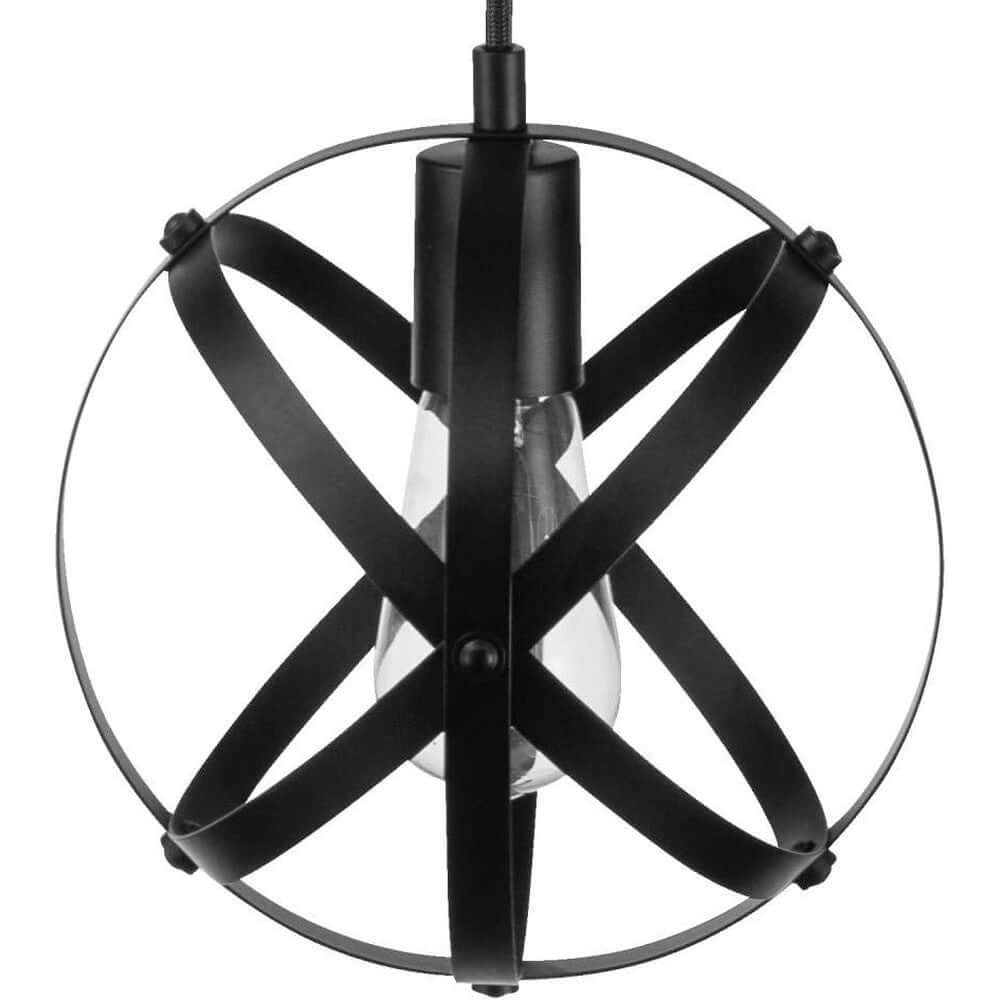 Globe Vintage Industrial Pendant – Dark Bronze with Black Fabric Cord