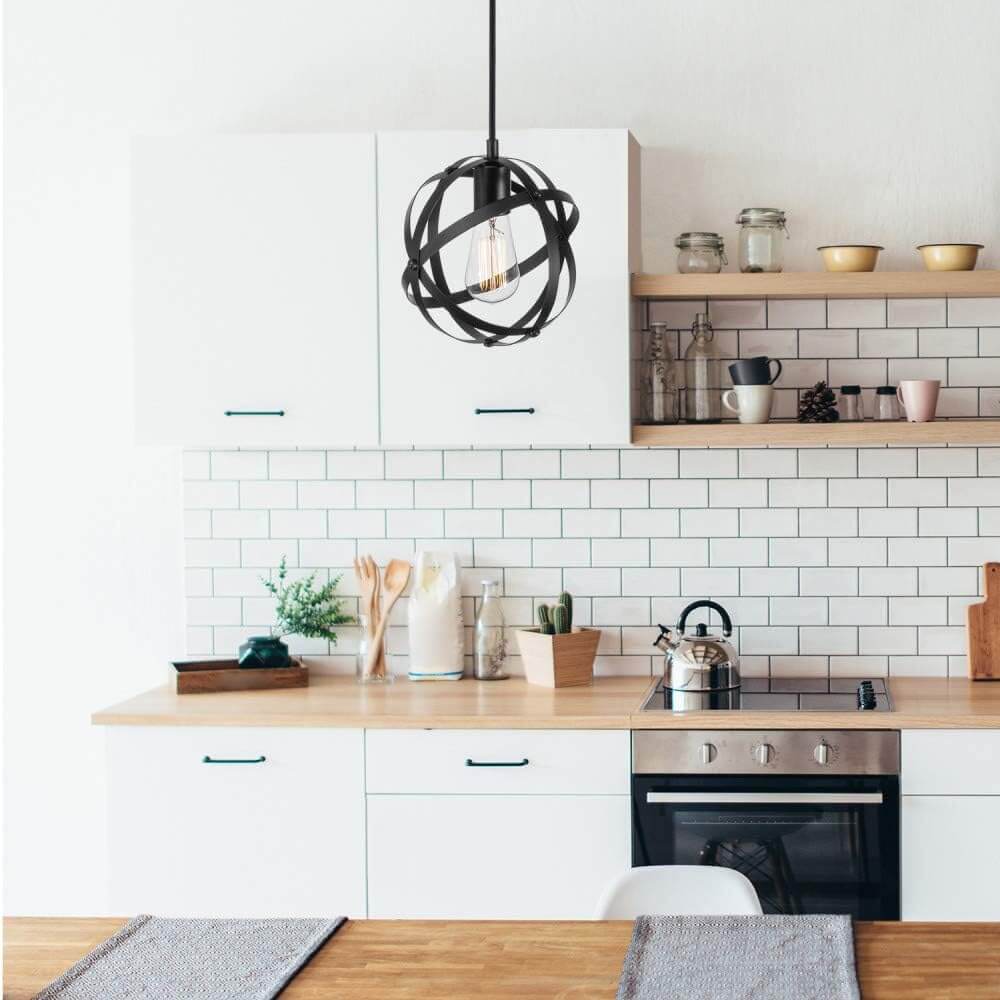 Globe Vintage Industrial Pendant – Dark Bronze with Black Fabric Cord