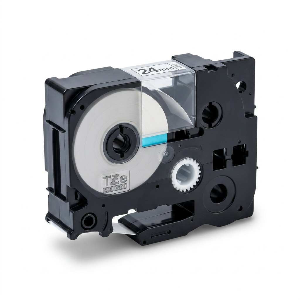 Brother Genuine TZe251 Black on White Laminated Tape for P-touch Label Makers, 24 mm wide x 8 m long