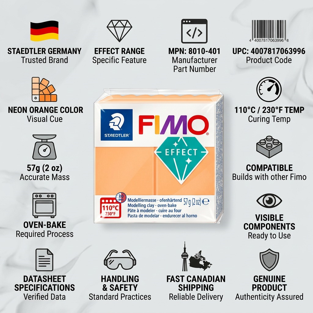 Staedtler Modelling Clay Fimo Effect Neon Orange 57g (2 oz)