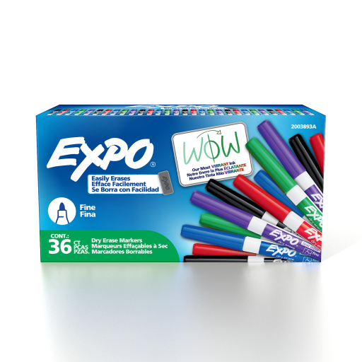 Expo Low Odor Dry Erase Markers - Fine Tip, Assorted Colors, 36-Pack