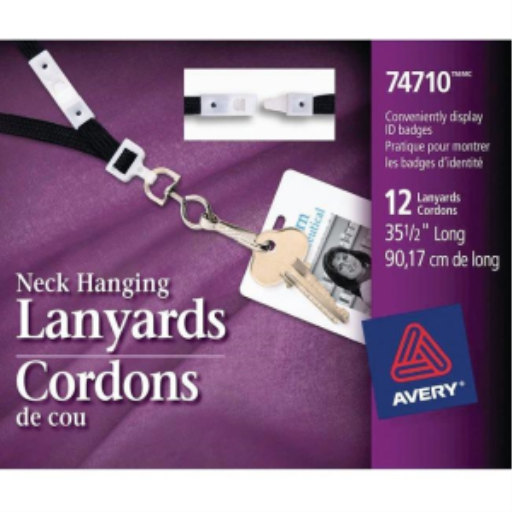 Avery Name Badge Labels, Lanyards, Black, 35 1/2", 12/Pack
