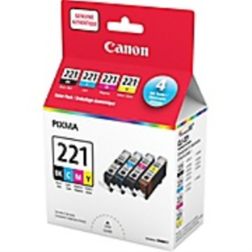 CLI-221 Black, Cyan, Magenta & Yellow 4 Color Ink Pack