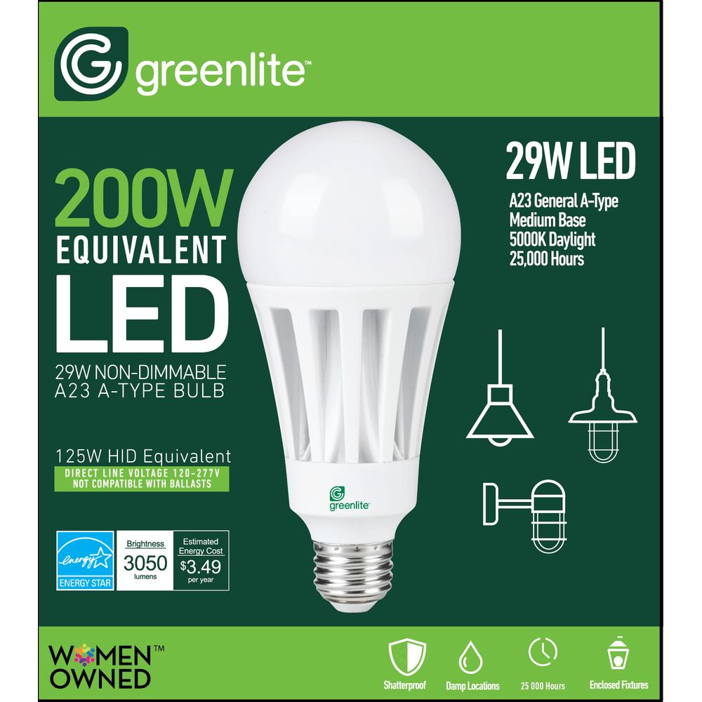 Greenlite 29W A23 Non-Dimmable LED Bulb 5000K