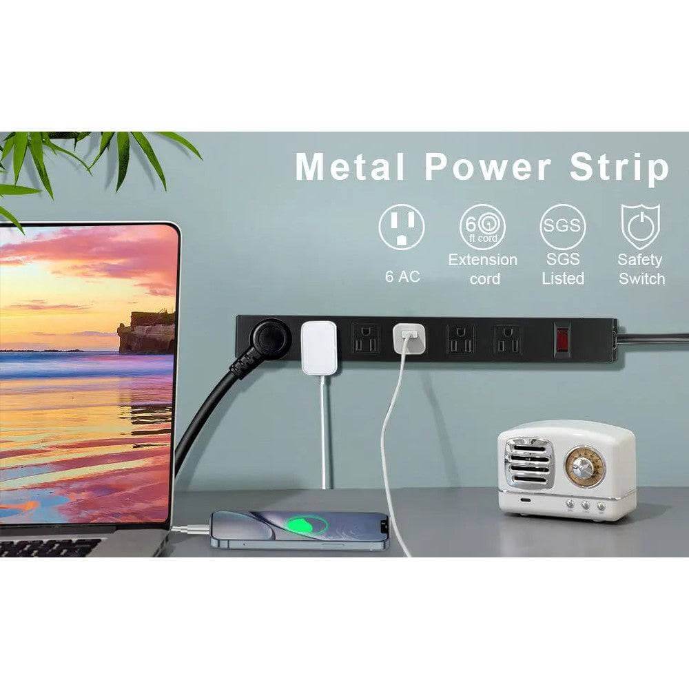 Mlink 6-Outlet Metal Surge Protector (8ft Cord)