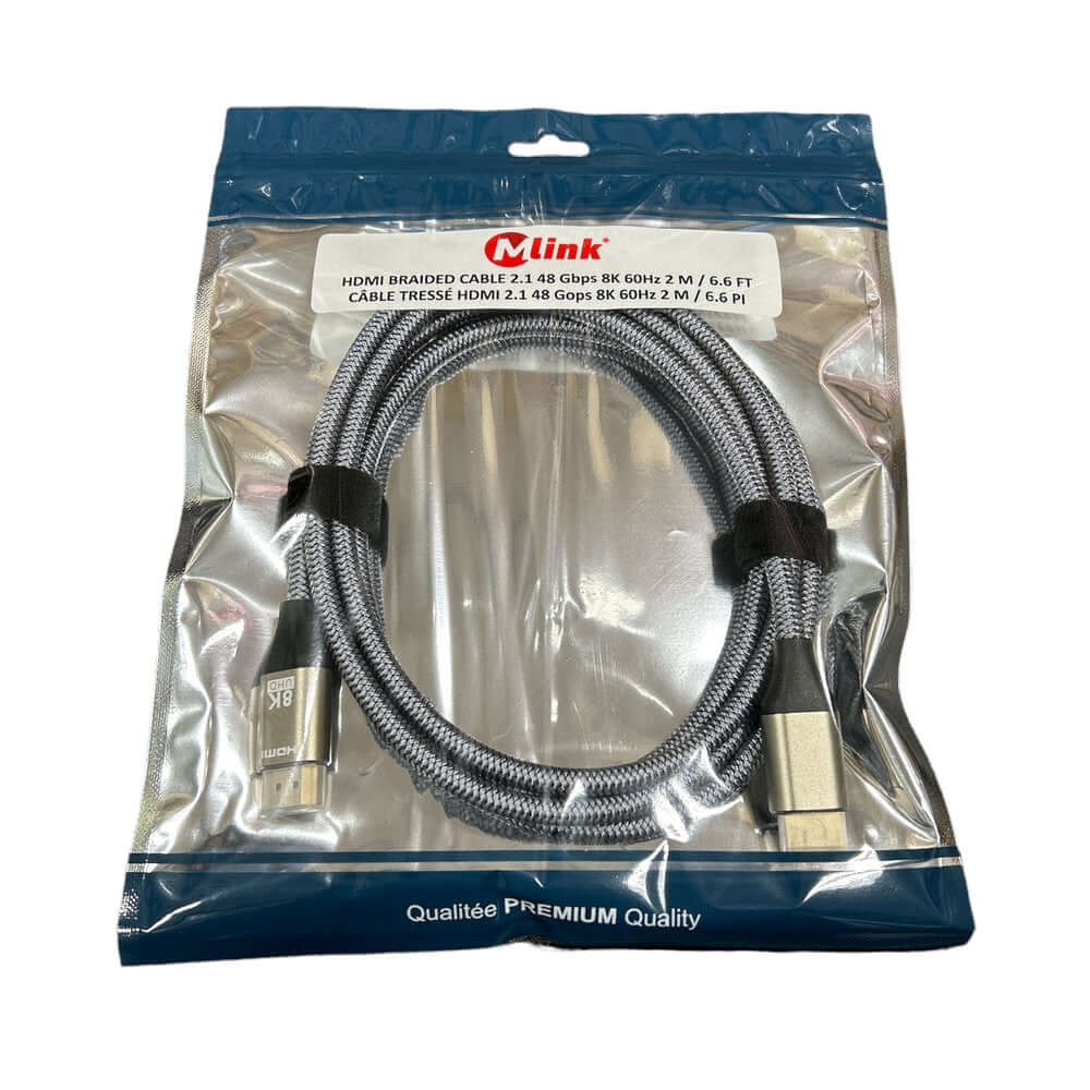 Mlink HDMI 2.1 Braided Cable (8K, 48Gbps)