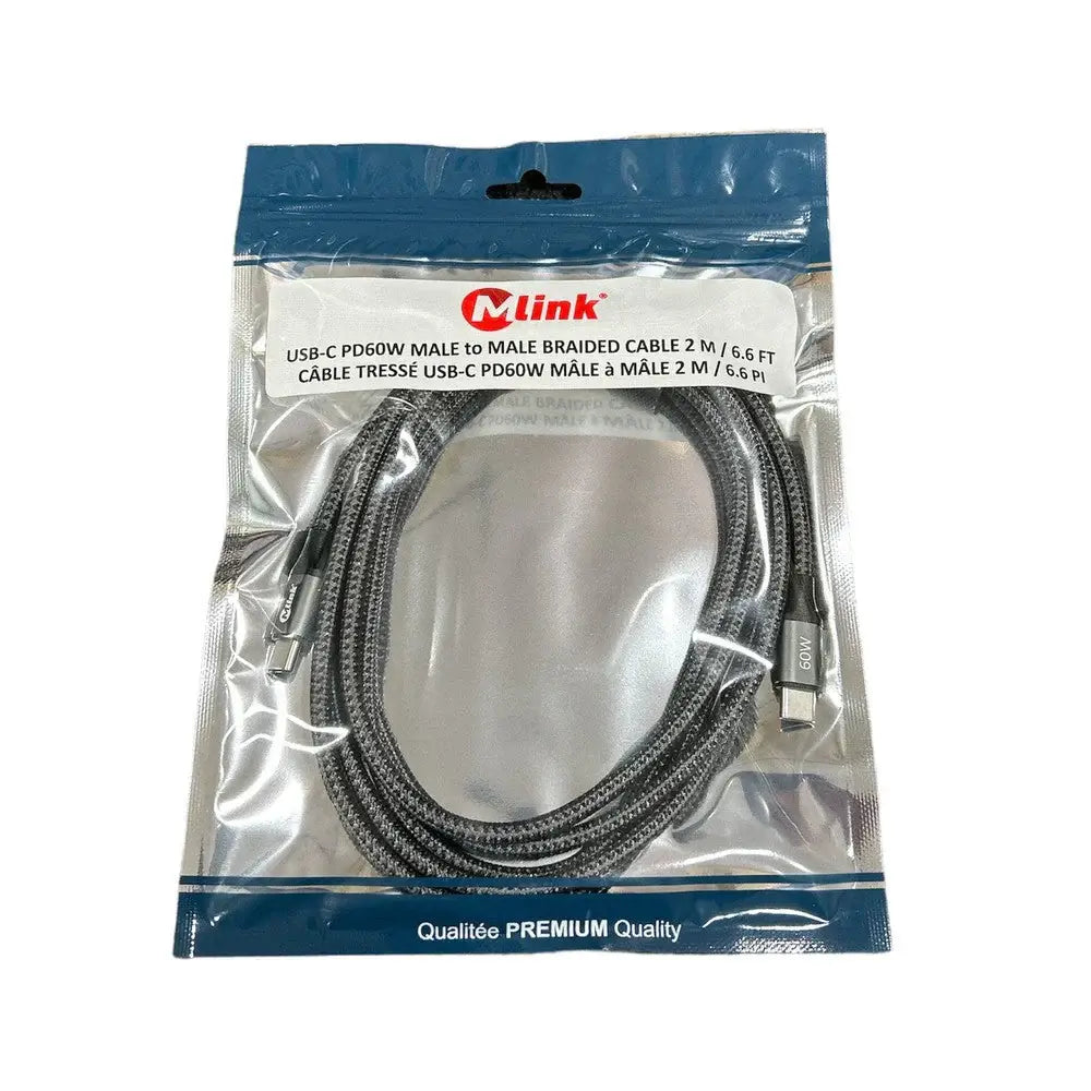 Mlink USB-C Fast Charge Cable (60W, Braided Nylon)