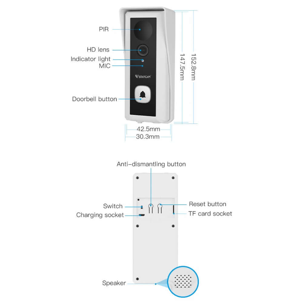 VStarcam DB6 HD 1080P Video Doorbell Camera with Indoor Chime