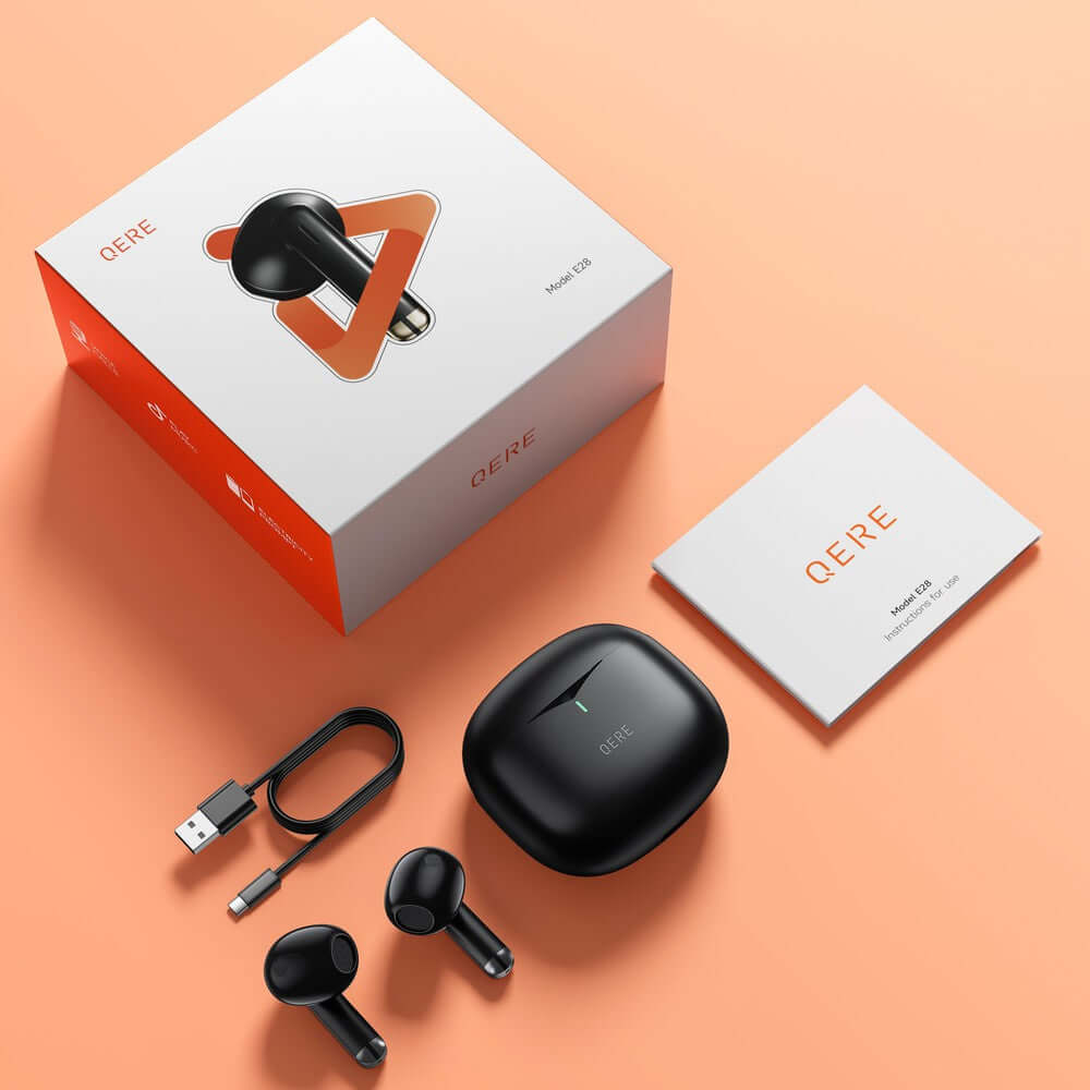 QERE E28 Wireless Bluetooth Earbuds IPX5 — USB-C Charging
