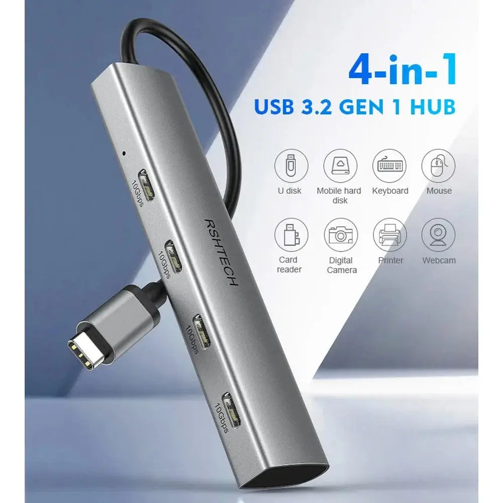 RSHTECH 4-in-1 USB-C to USB-C 3.2 Hub 10Gbps