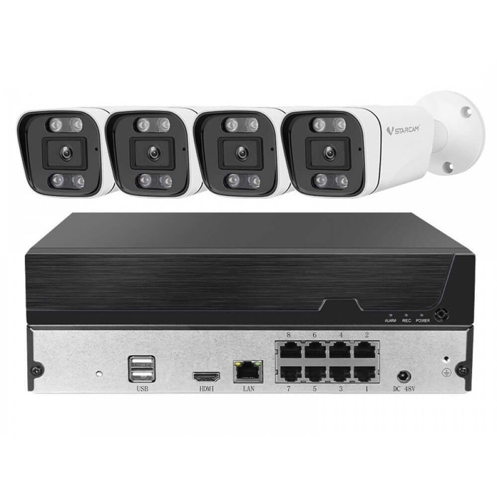 VStarcam NVR Surveillance System with 4 IR 4MP POE Cameras