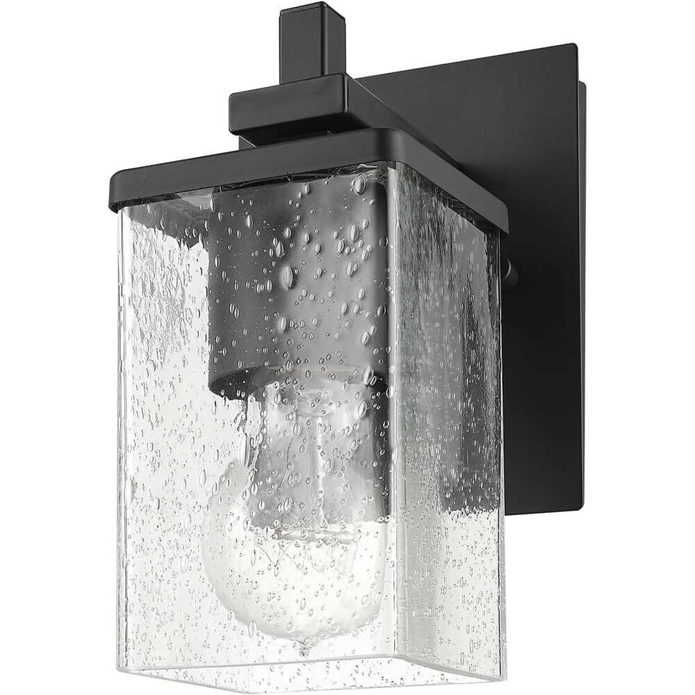 Globe Dakota Wall Sconce – Matte Black, Seeded Glass