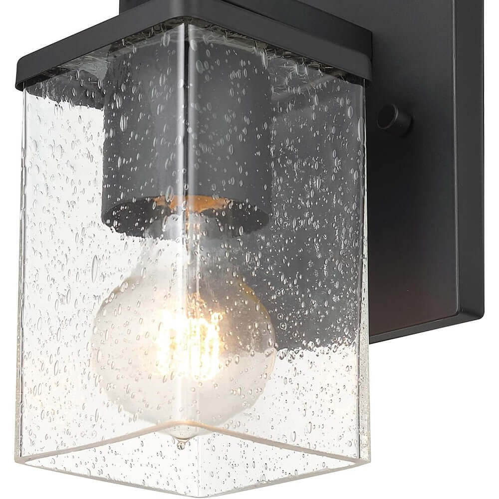 Globe Dakota Wall Sconce – Matte Black, Seeded Glass