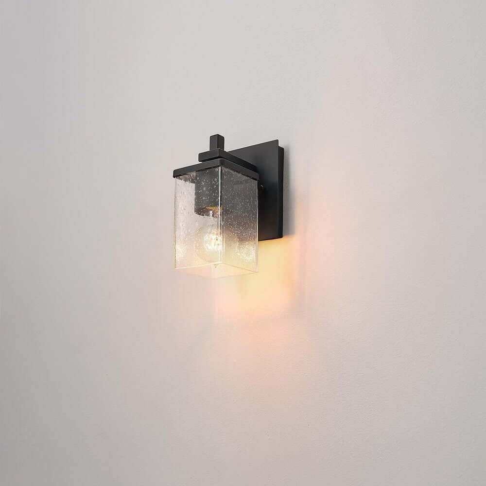 Globe Dakota Wall Sconce – Matte Black, Seeded Glass