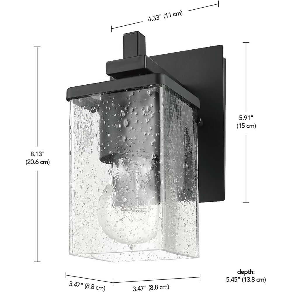 Globe Dakota Wall Sconce – Matte Black, Seeded Glass
