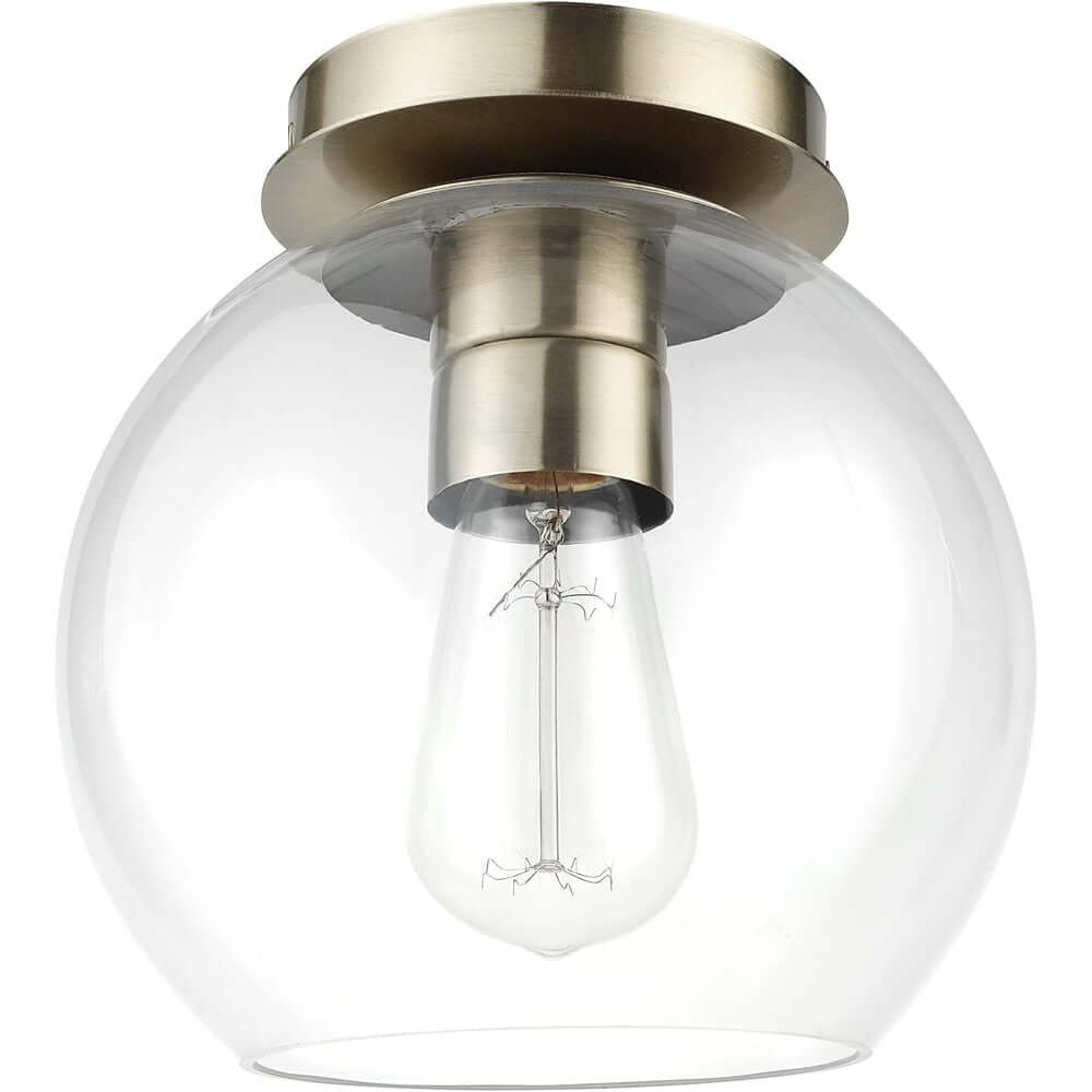 Globe Golden Elegance Brass Ceiling Light with Clear Glass Shade