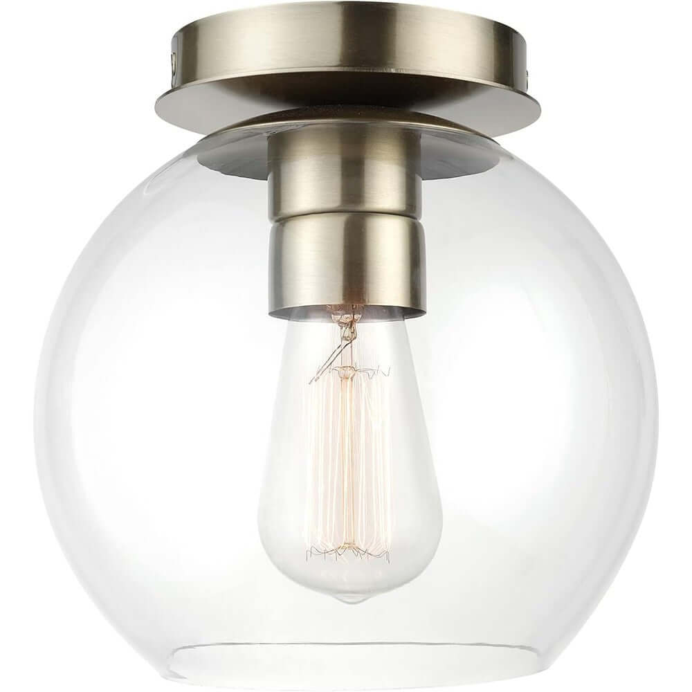 Globe Golden Elegance Brass Ceiling Light with Clear Glass Shade
