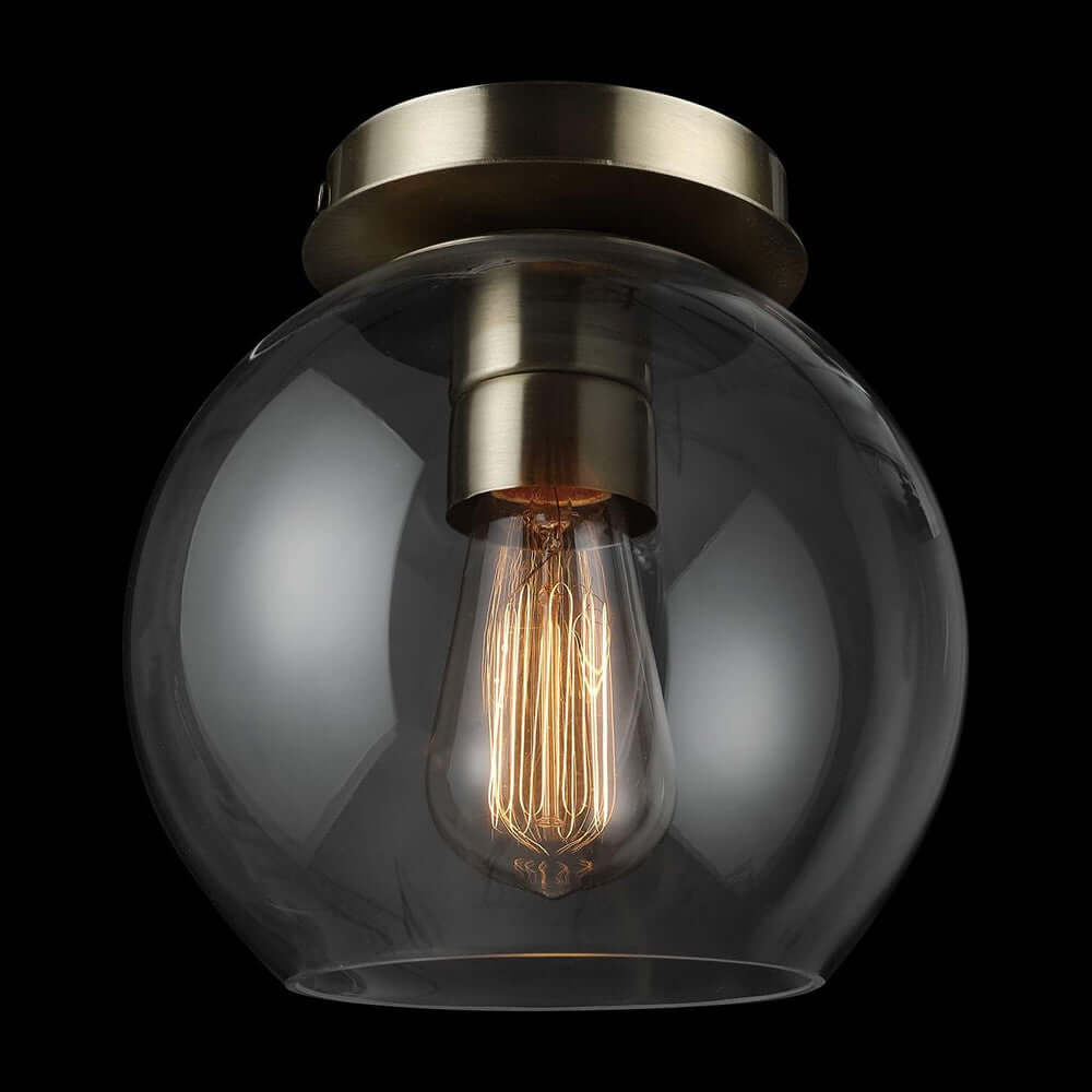Globe Golden Elegance Brass Ceiling Light with Clear Glass Shade