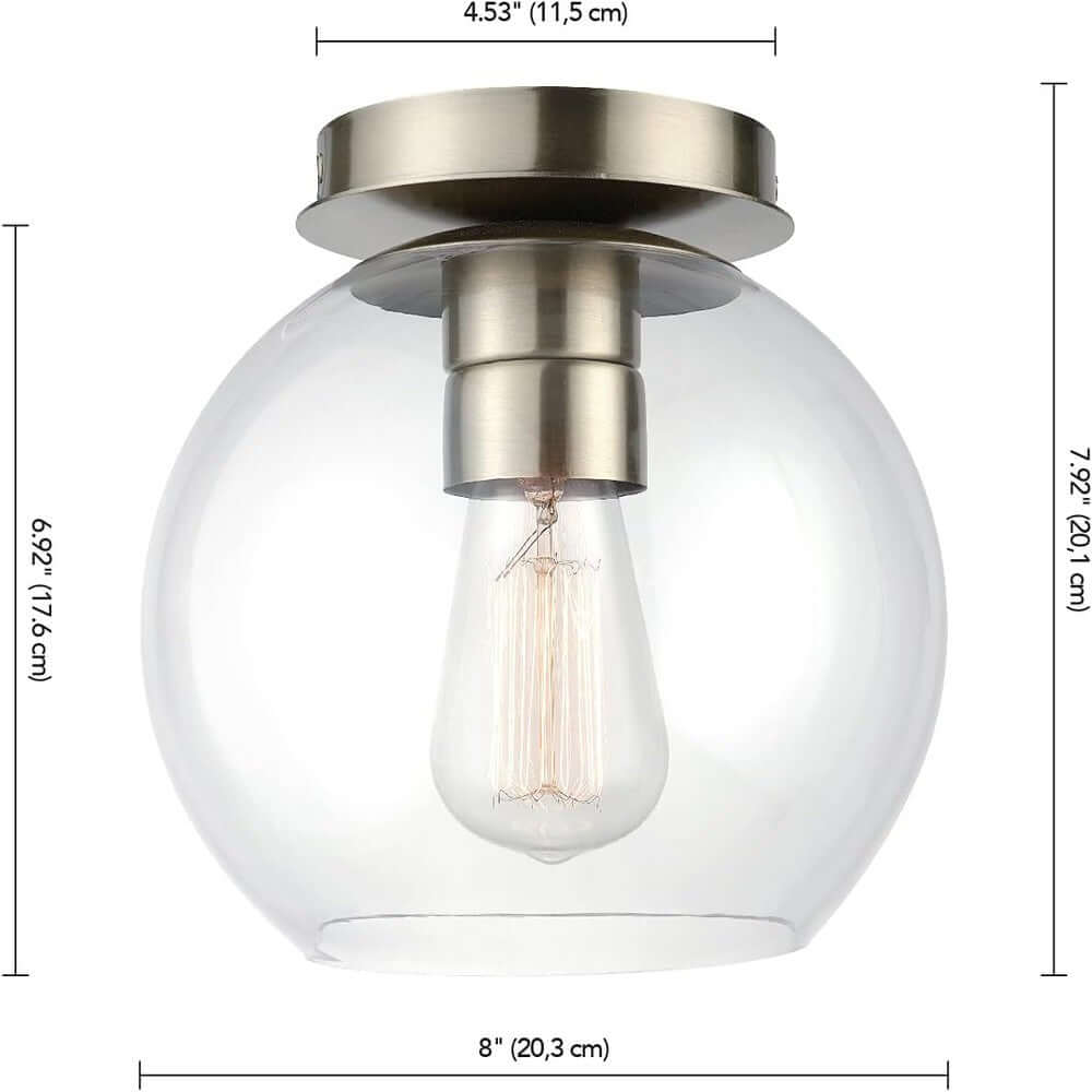 Globe Golden Elegance Brass Ceiling Light with Clear Glass Shade