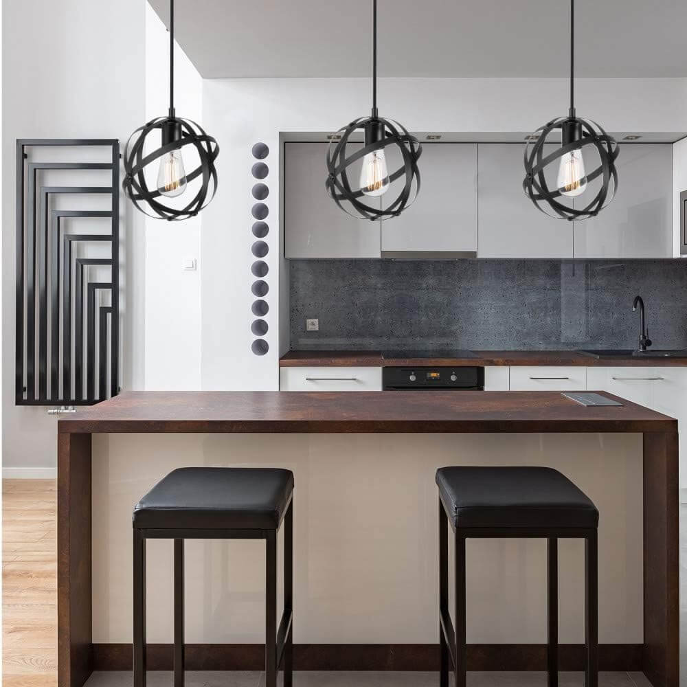 Globe Vintage Industrial Pendant – Dark Bronze with Black Fabric Cord