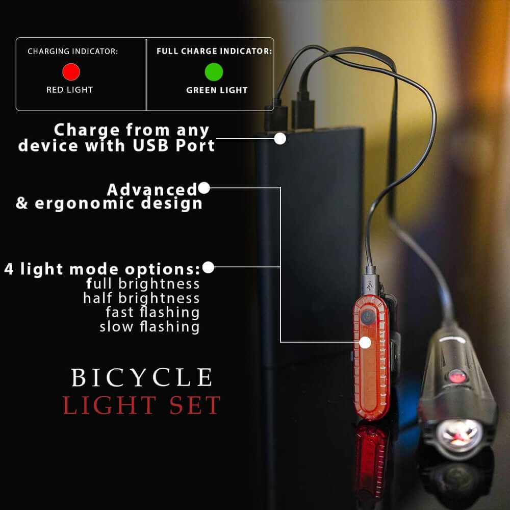 Mled Waterproof Rechargeable LED Bike Light Set