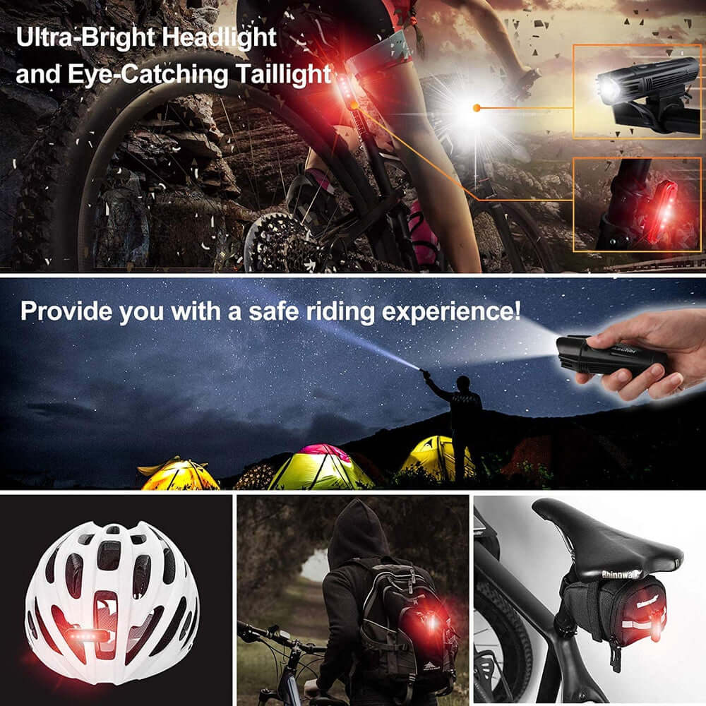 Mled Waterproof Rechargeable LED Bike Light Set