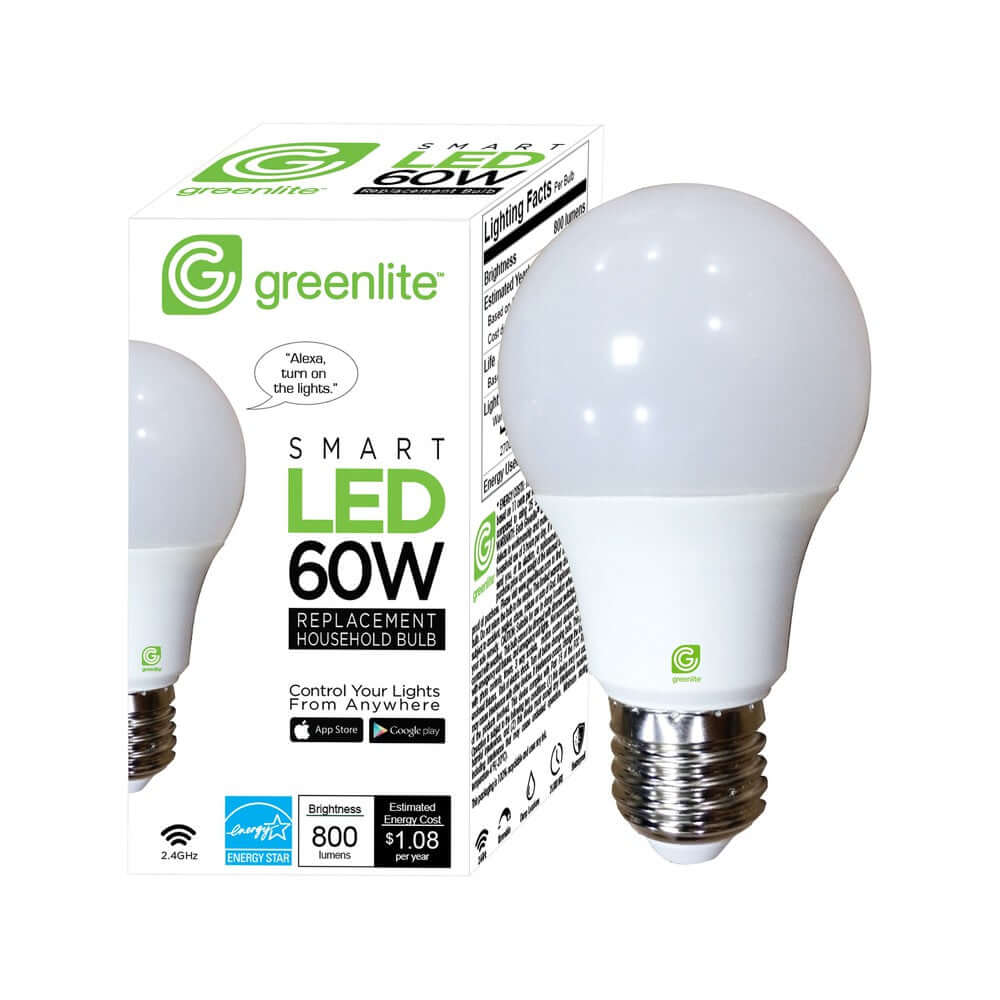 Greenlite 9W A19 Smart WiFi Dimmable LED Bulb 2700K